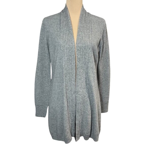 Forte Cashmere Open Front Cashmere Cardigan Sz.L Gray Quiet Luxury Cozy Longline - Picture 13 of 13